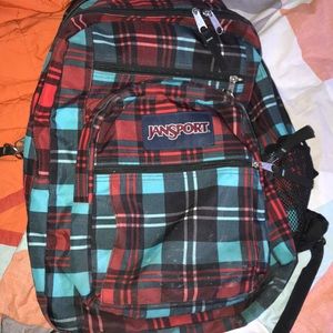 Jansport Plaid Red and Blue Backpack